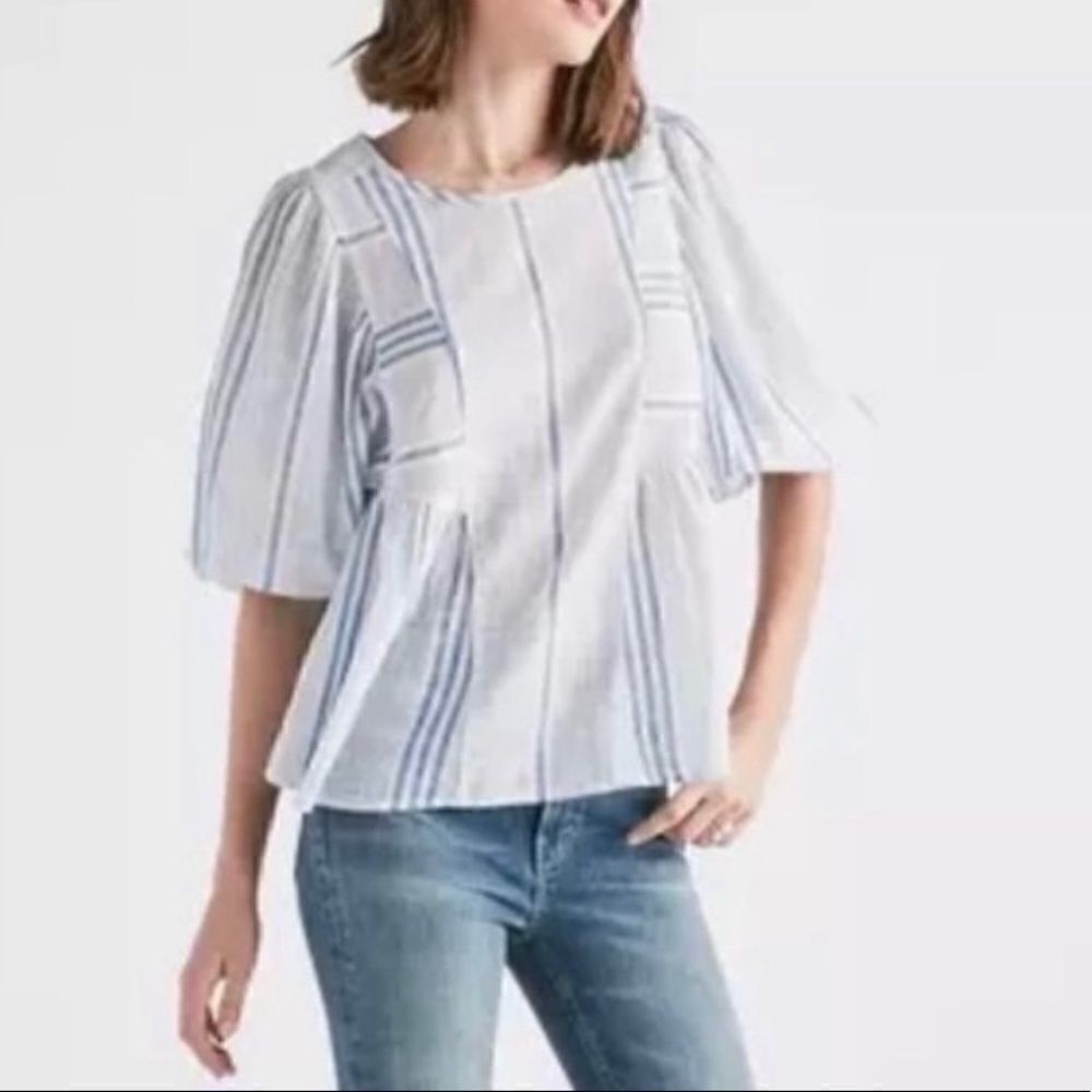 Lucky Brand Cindy Stripe Peasant Top Size XS NWOT